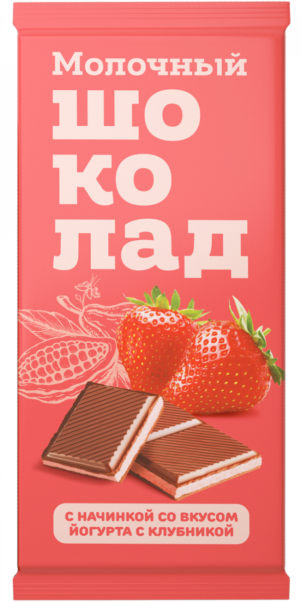 №1 Меренга Шоколад молочный с начинкой Йогурт-Клубника,(блок 24шт по 80г)   в Грозном