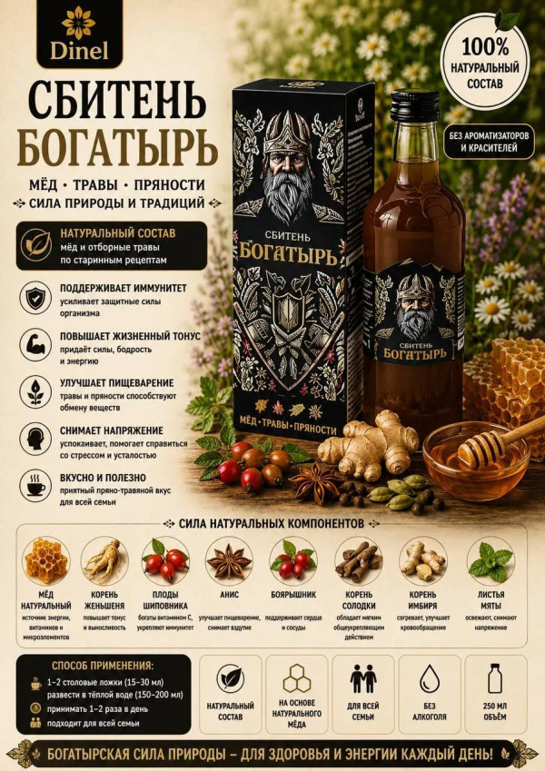 №3 Сбитень Богатырь, 250мл  в Грозном