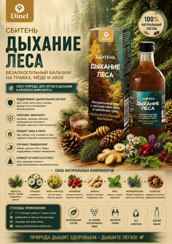  Сбитень Дыхание леса, 250мл  в Грозном
